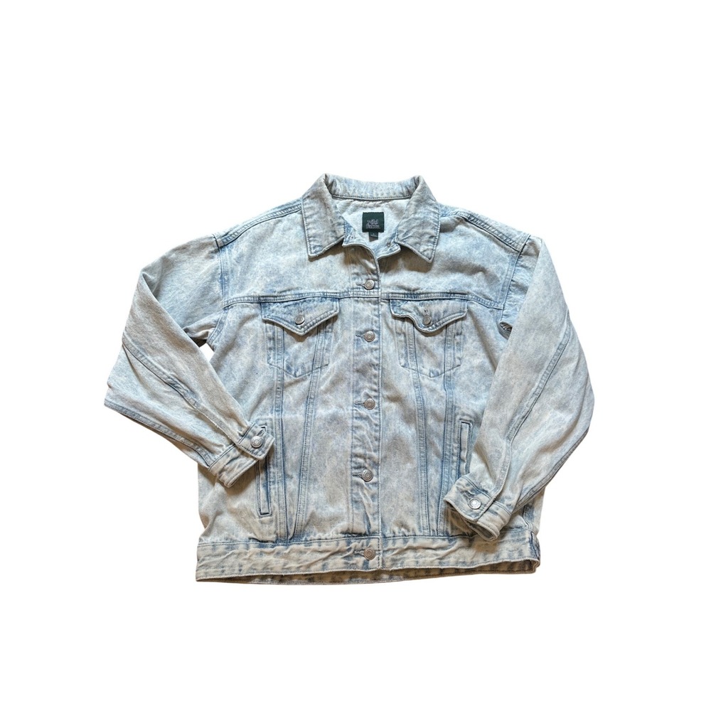 Wild Fable Denim Jacket Womens Light Blue Acid Wash Retro Trucker SIZE S